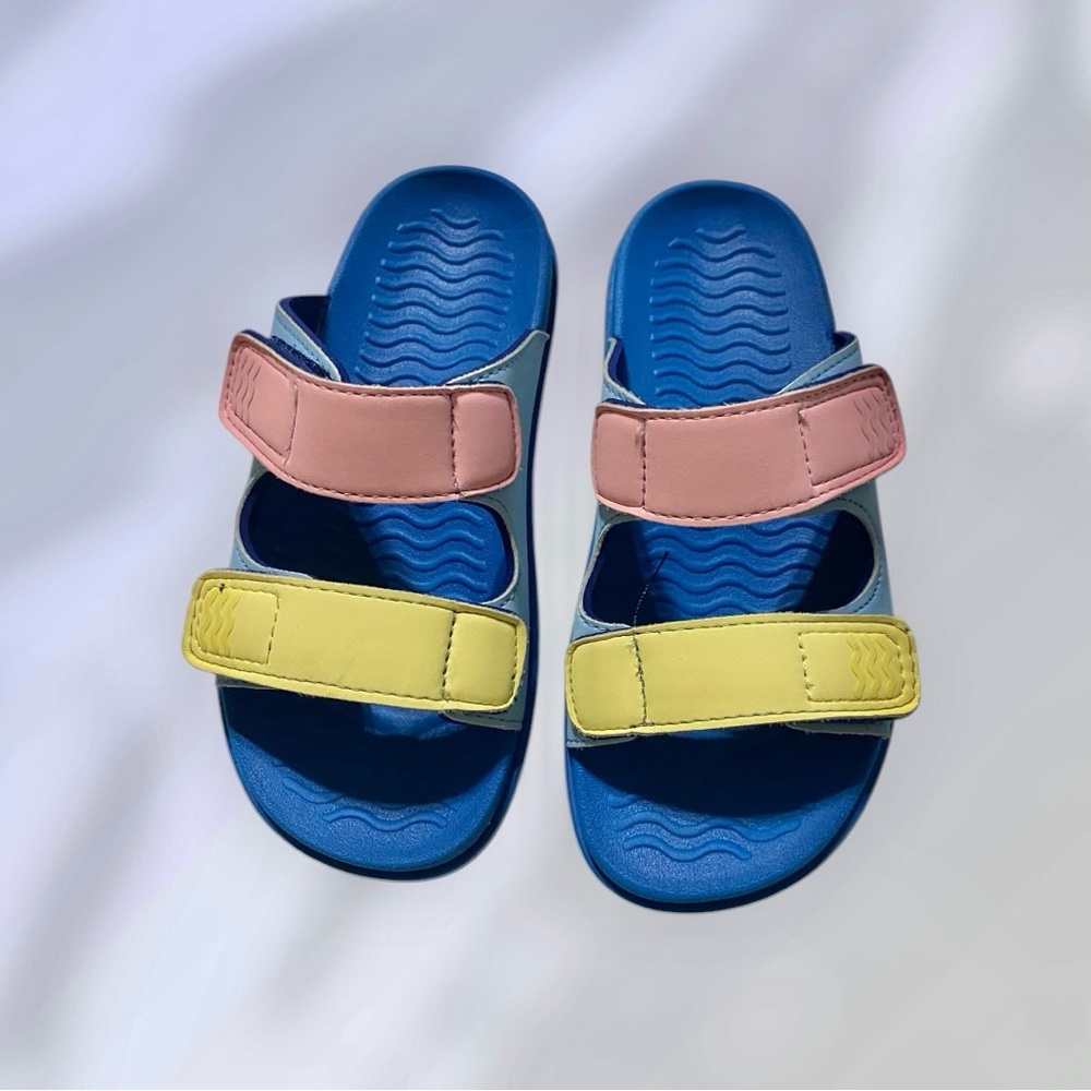 Native Sandals Frankie Sugarlite in Resting Blue Dazzle Pink Girls Size 1 - Picture 8 of 9